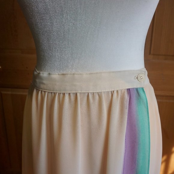 💚 VINTAGE ZIZI | BARBARA CHODOS Stripe Wrap Skirt - Picture 4 of 13